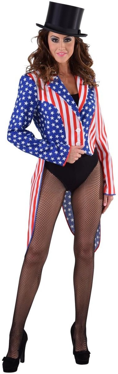 Jaren 20 Danseressen Kostuum | Slipjas Stars And Stripes Make America Great Again Vrouw | Extra Small | Carnaval kostuum | Verkleedkleding